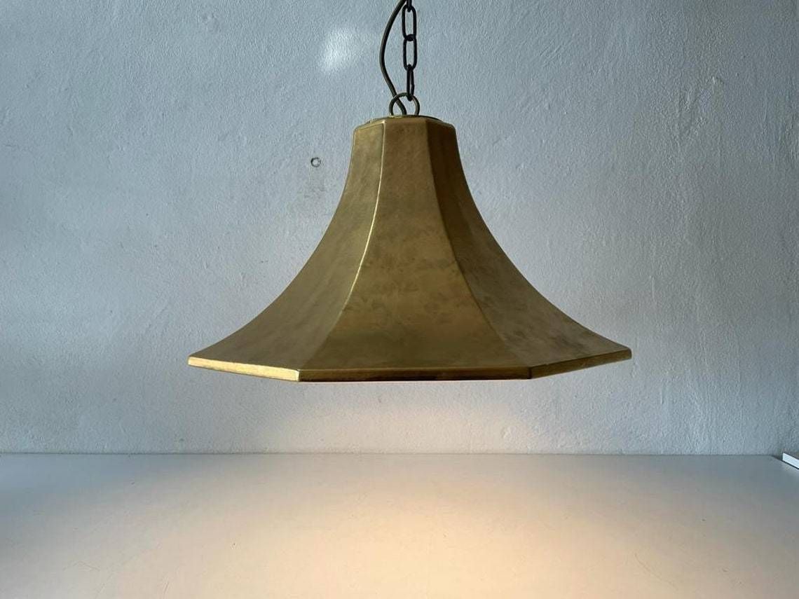 Exclusive Gold Ceramic German Pendant Lamp By Licht+Wohnen, Karlsruhe, 1970s, Germany photo furniture