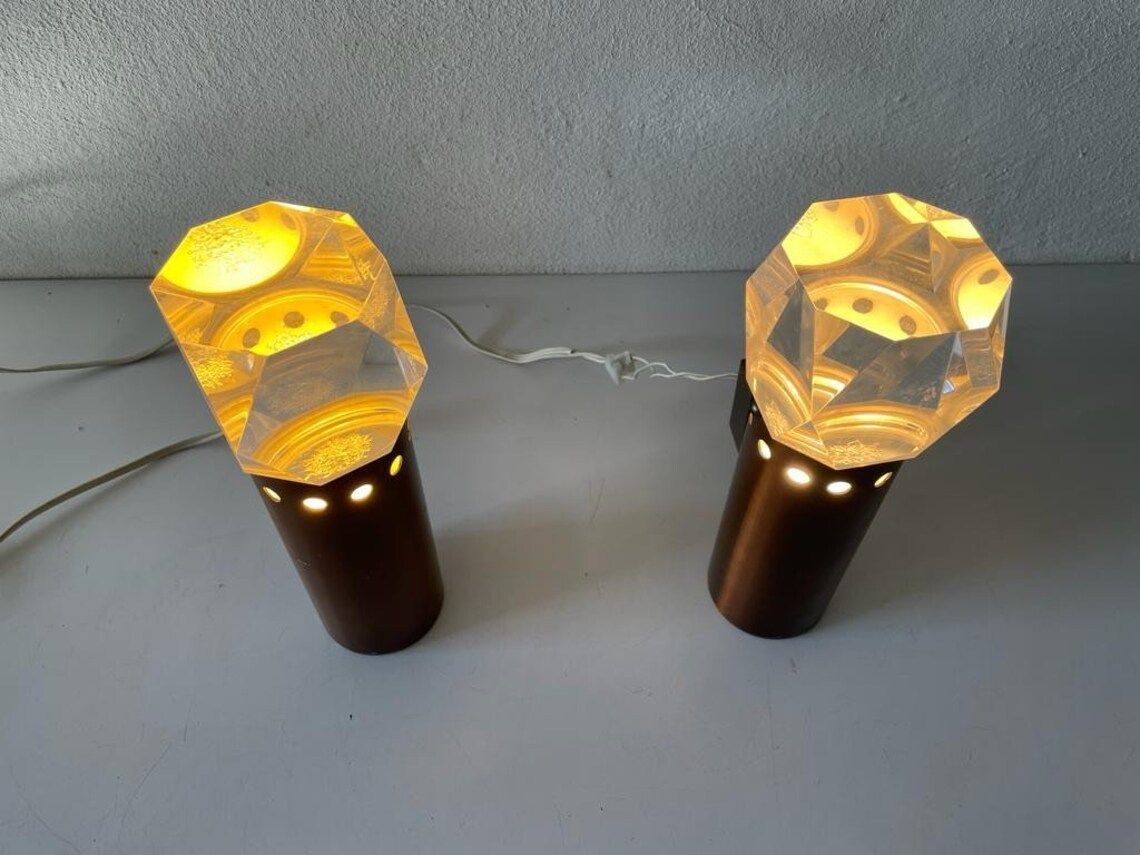 Italian Rare Copper And Glass Sculptural Pair Of Sconces, 1960s, Italy photo Lighting