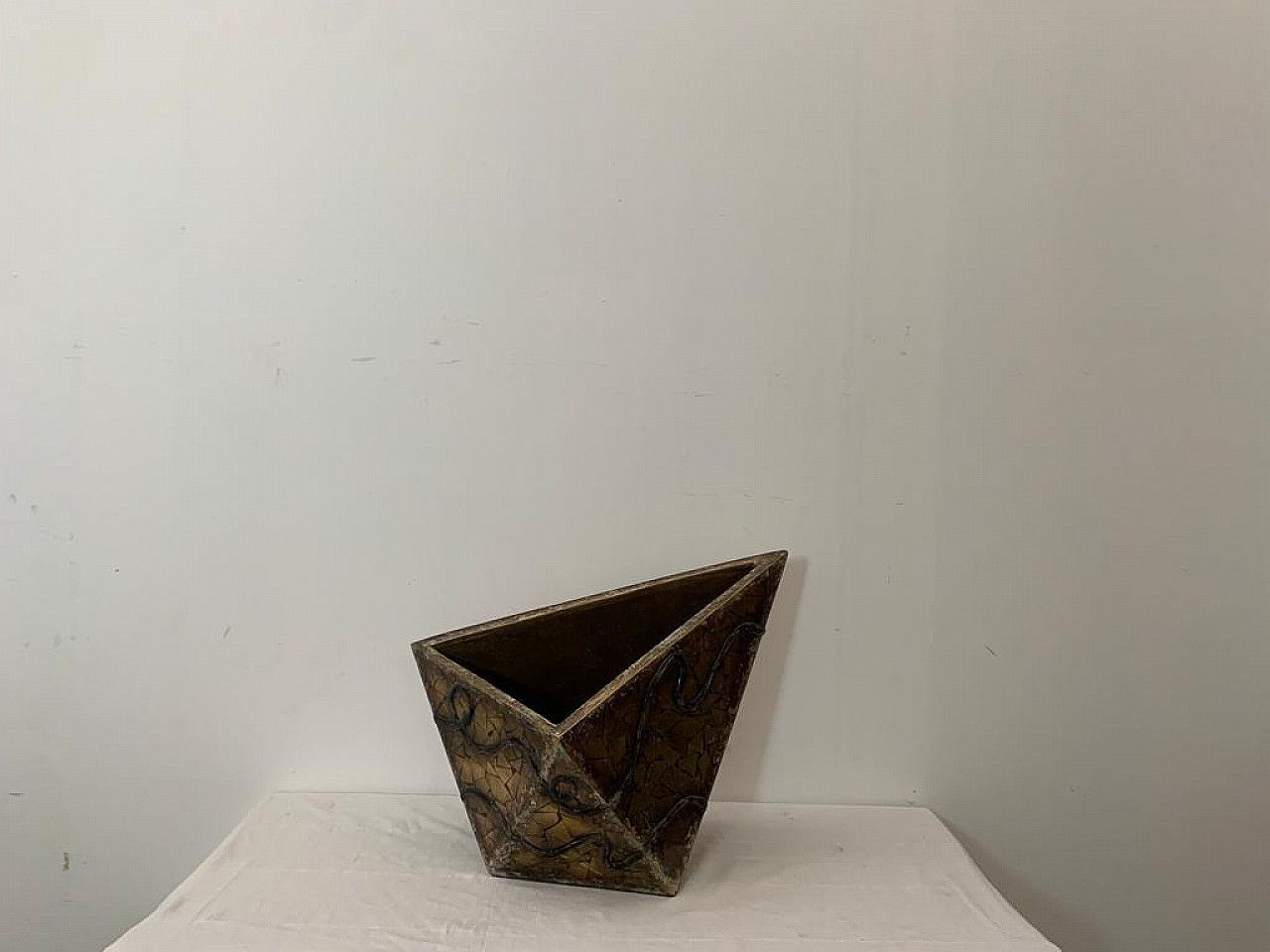 Vase Covered With Geometric Fragments Of Gilded Mirror, 1980s photo 876.72