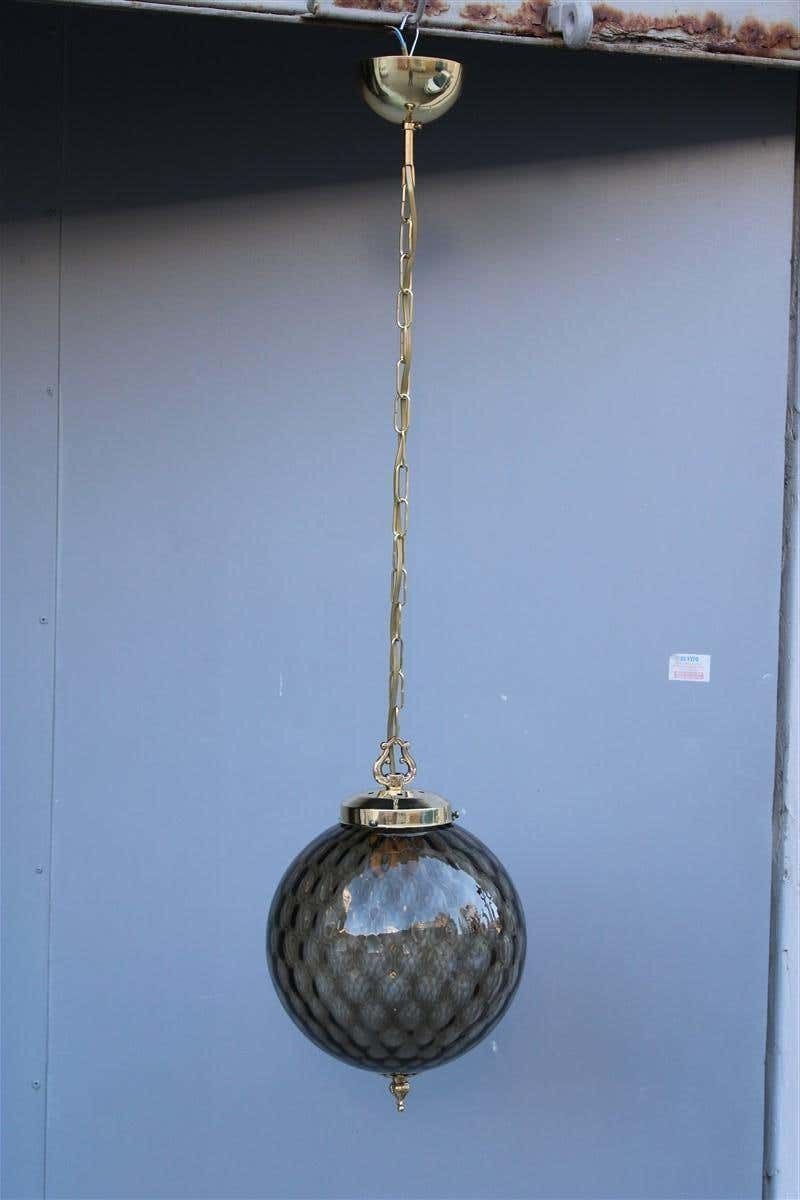 Italian Mid Century Lantern Murano Glass Brass Parts Gold 1950s Venini Style photo furniture