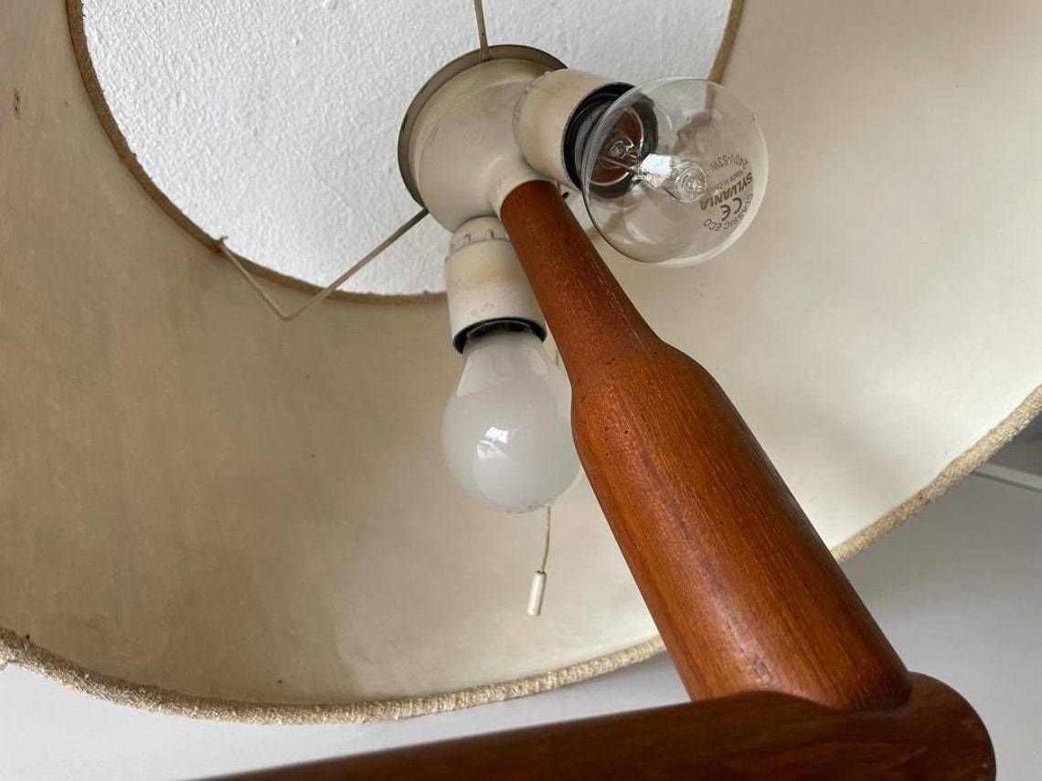 photo furniture Mid Century Modern Swedish Design Fabric Shade And Wood Adjustable Wall Lamp, 1960s, Sweden