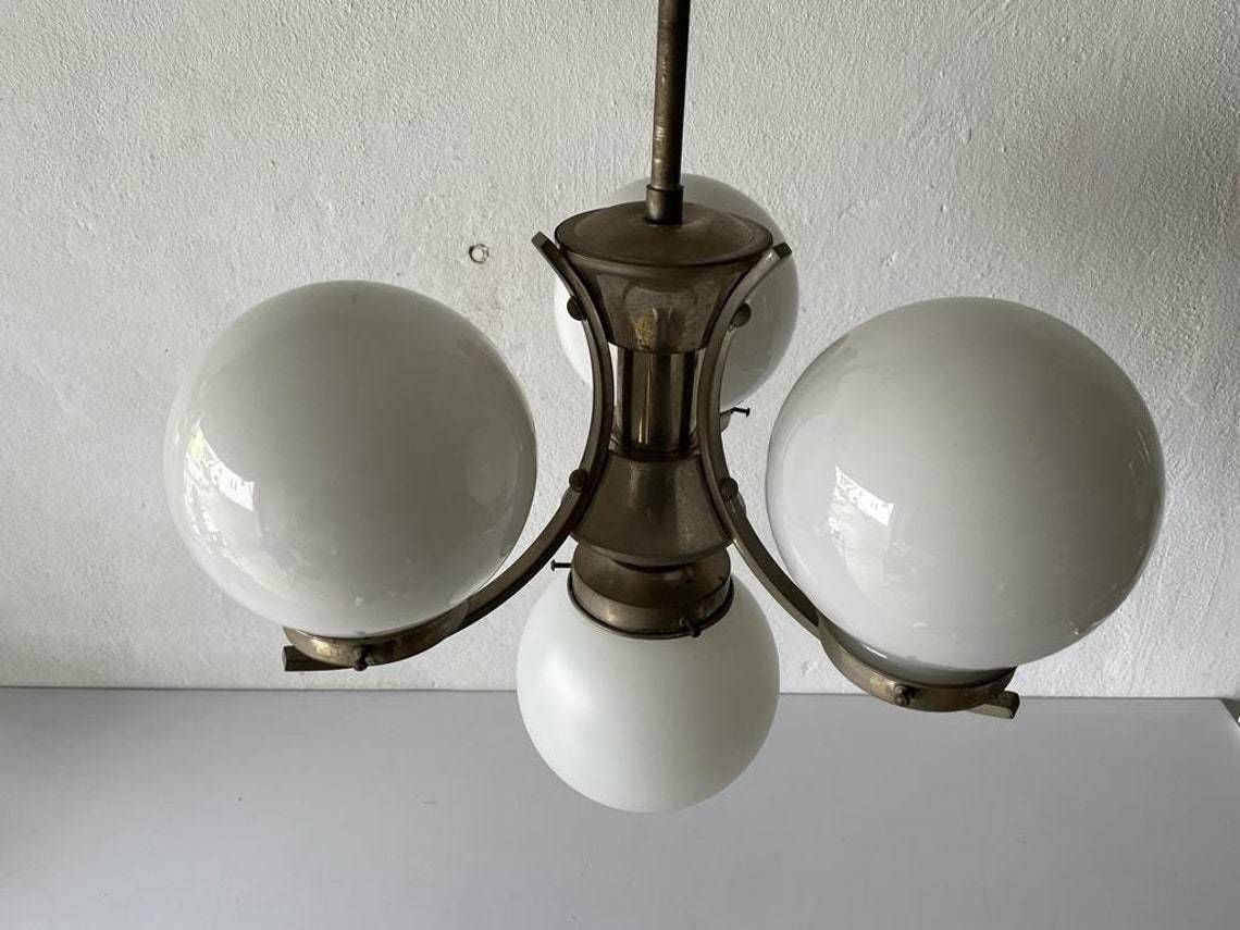 Art Deco Metallic Silver 4 Balls Ceiling Lamp, 1940s, Germany photo vinterior
