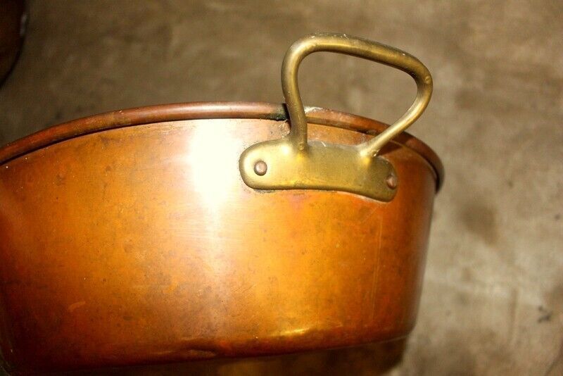French Quality Copper Jam Preserve Pot With Brass Handles photo furniture