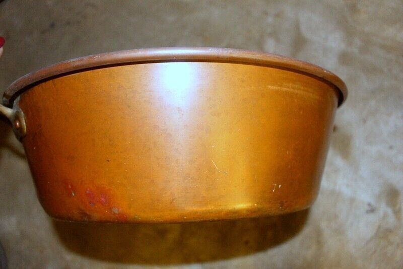 French Quality Copper Jam Preserve Pot With Brass Handles photo for sale