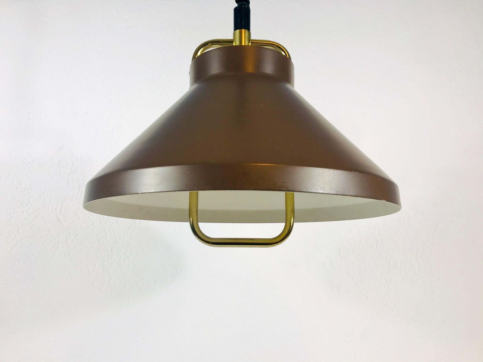 Brown Metal And Brass Pendant Lamp By Jo Hammerborg For Fog And Mørup 1970s photo for sale
