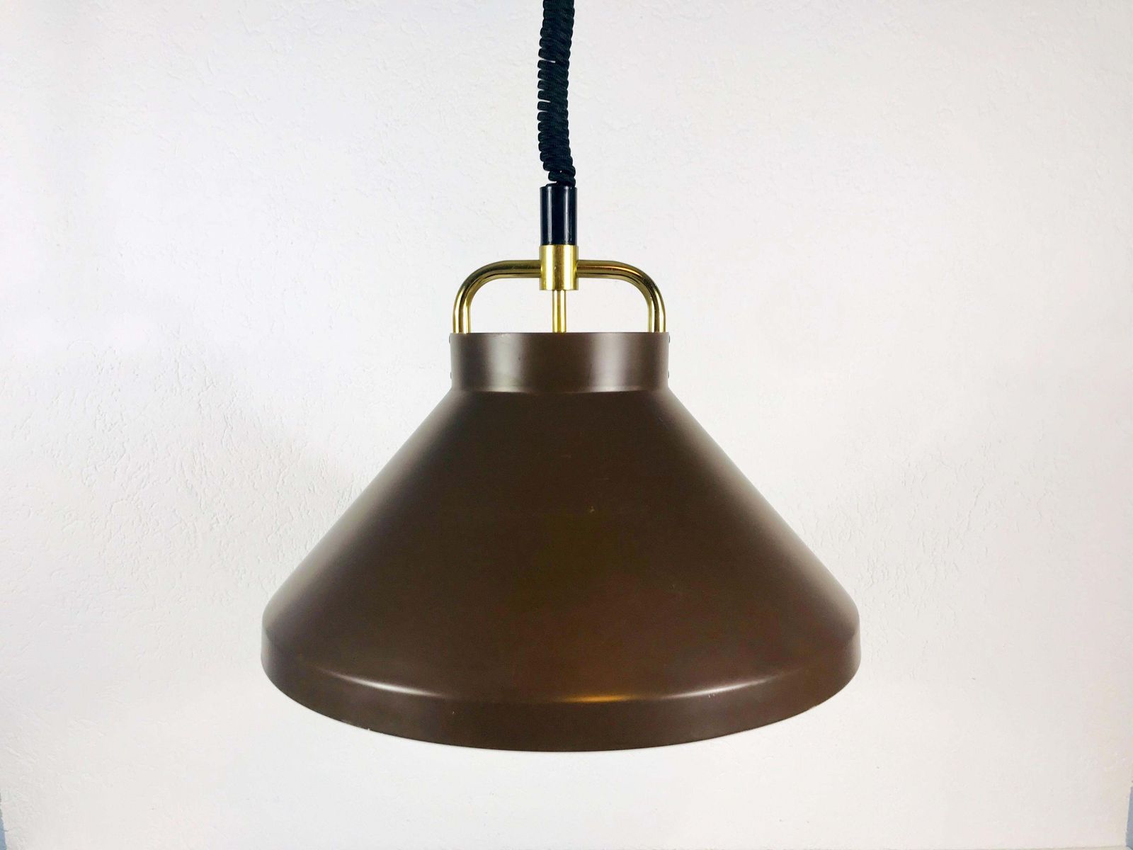 Brown Metal And Brass Pendant Lamp By Jo Hammerborg For Fog And Mørup 1970s photo Lighting
