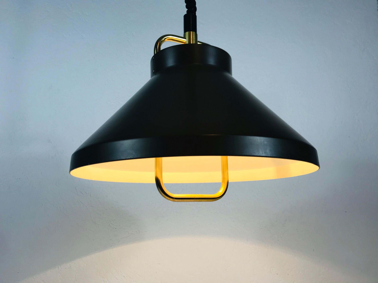 Brown Metal And Brass Pendant Lamp By Jo Hammerborg For Fog And Mørup 1970s photo vintage
