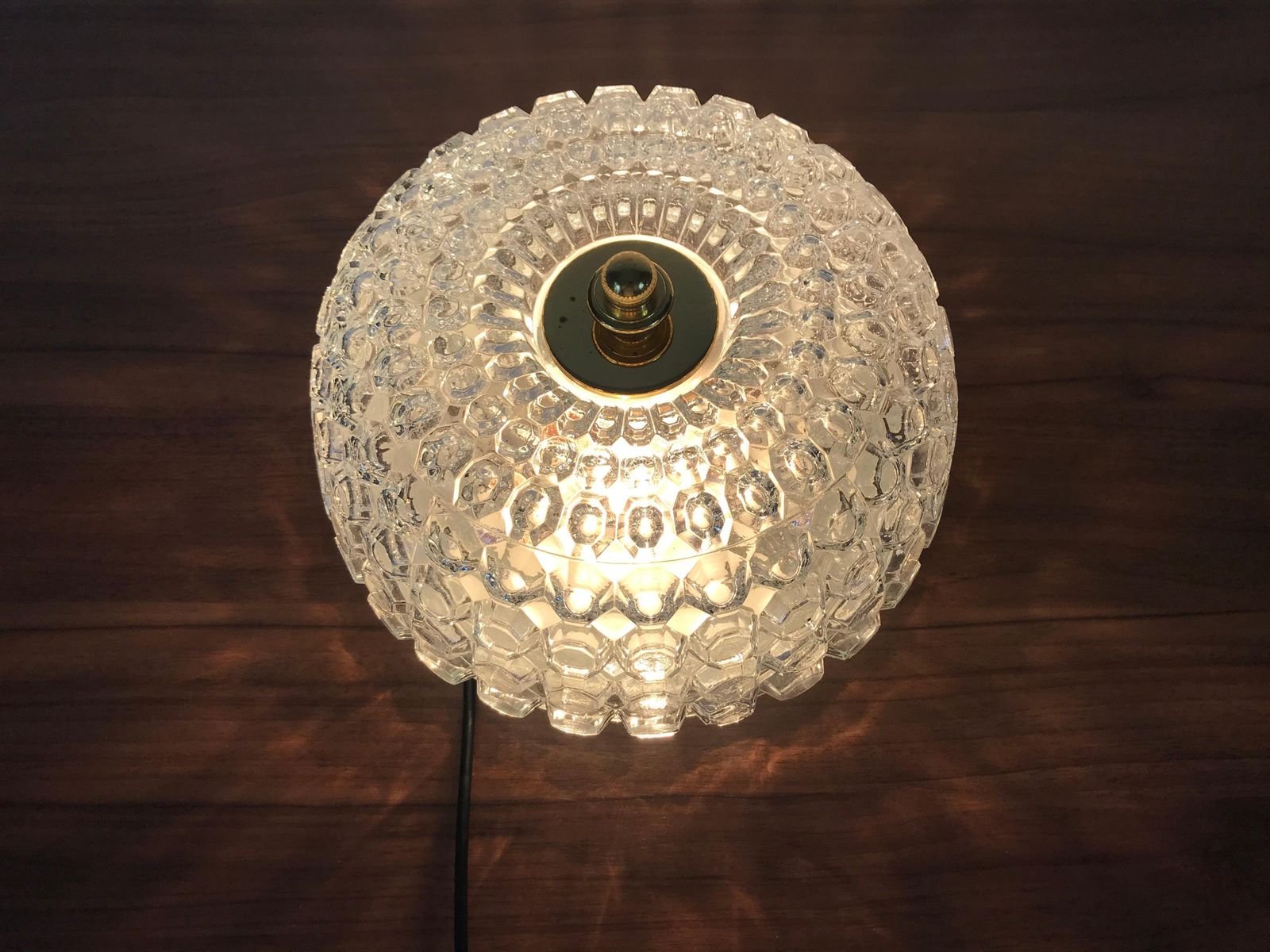 Crystal Glass Round Flush Mount By Glashütte Limburg 1960s Germany photo furniture