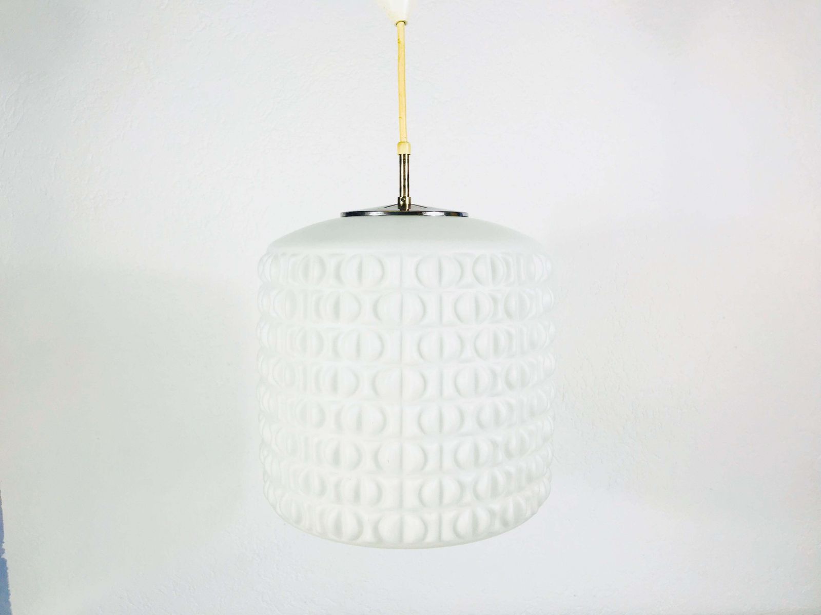 Very Large White Opal Hanging Lamp By Peill And Putzler, 1970s, Germany