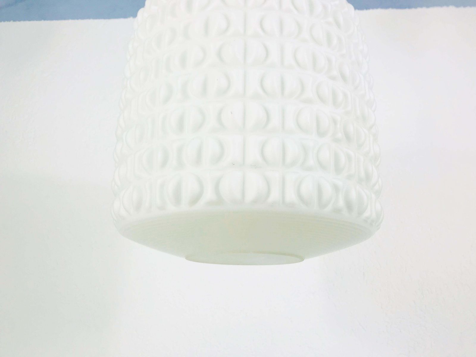 Very Large White Opal Hanging Lamp By Peill And Putzler, 1970s, Germany photo vinterior