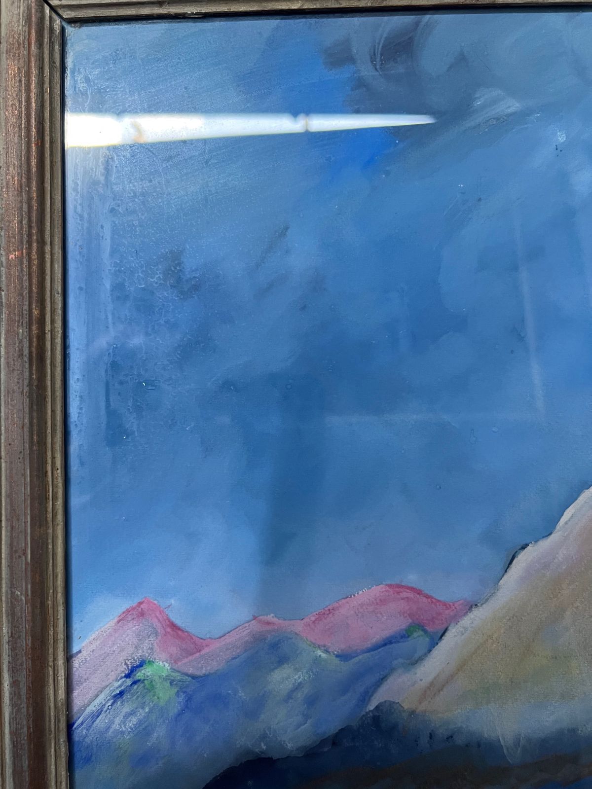 An Interesting Framed Oil Of A Castle/Monastery Behind Glass Un Signed photo vinterior
