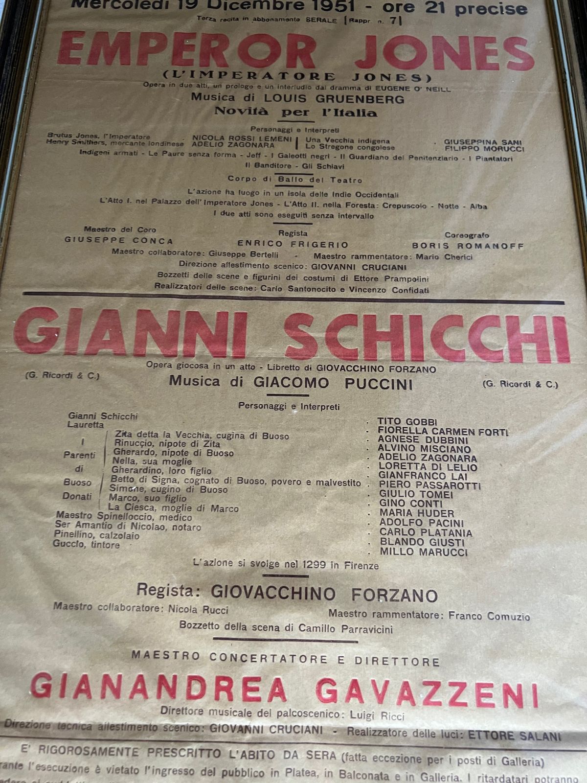 Framed The Emperor Jones Opera Poster 1951 2 At Teatro Dell'opera Di Roma (Teatro Dell'opera) photo furniture