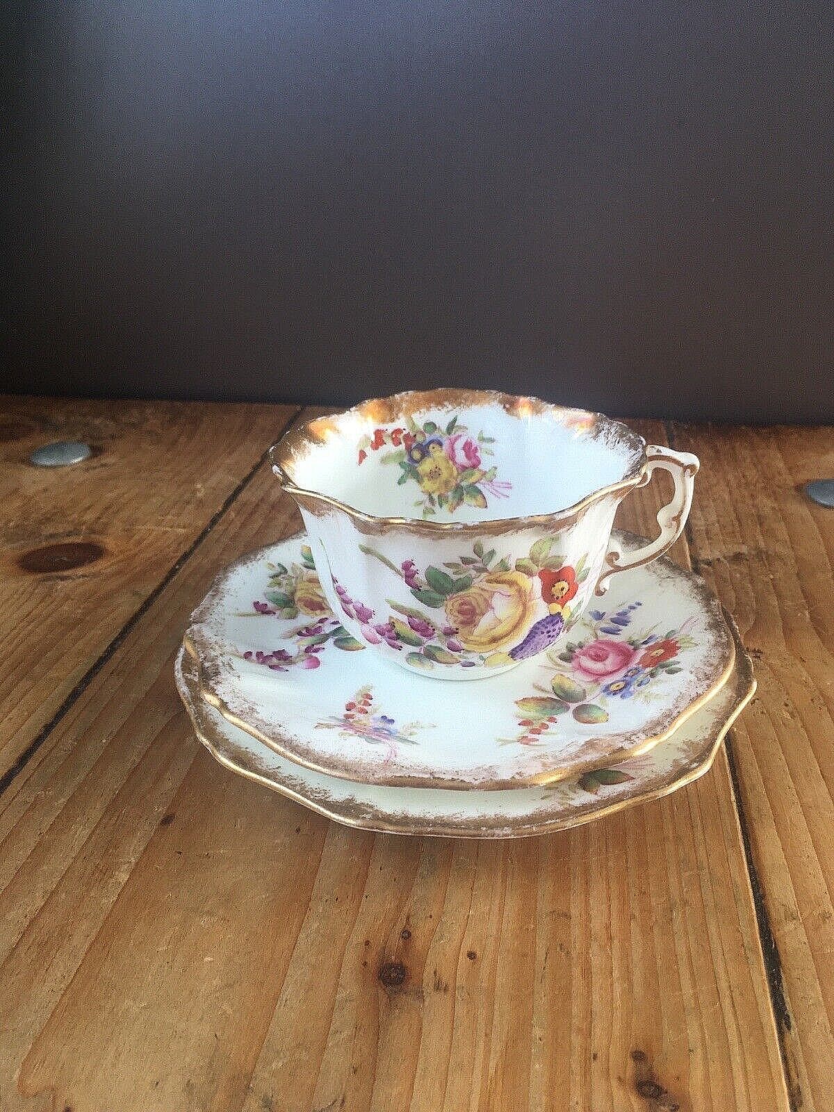 Antique Hammersley Dresden Sprays Floral Cabinet Tea Trio Cup Saucer Side Plate photo Home Decor