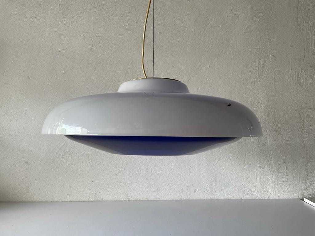 Italian Ufo Design Blue & White Plexiglass Xxl Pendant Lamp, 1970s, Italy photo furniture