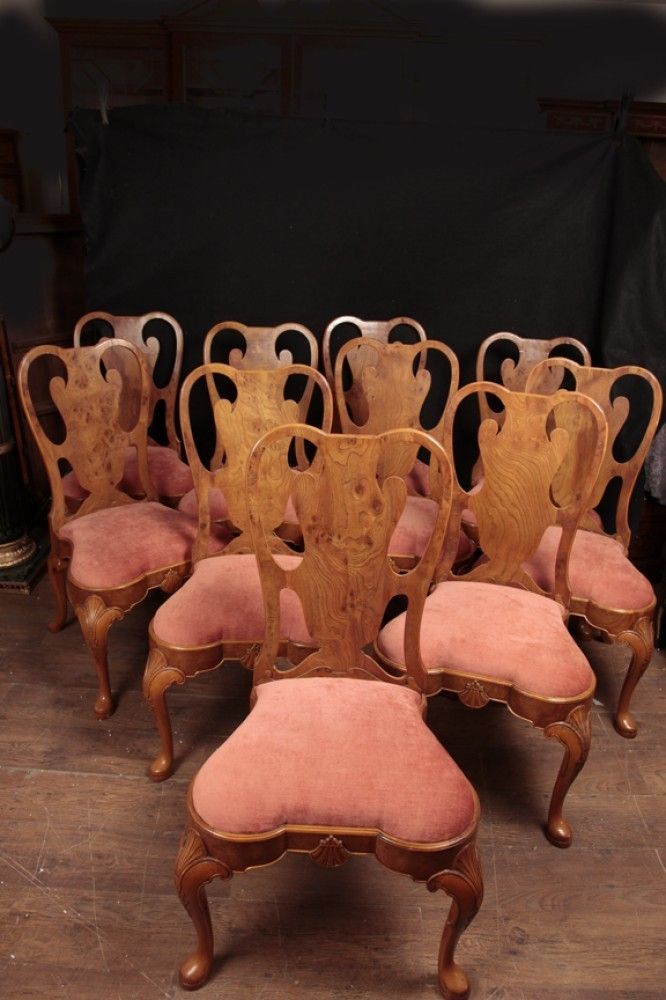 Queen Anne Dining Chairs   Set 10 Walnut Diners photo furniture