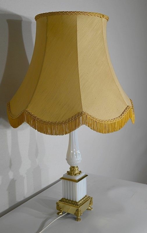 Important Opaline And Bronze Lamp, Louis XVI Style – 1950