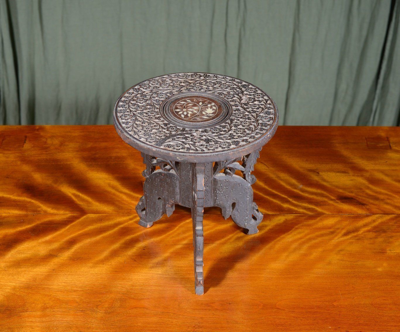 A Miniature Indian Hoshiapur Bone Inlaid Table   C.1920