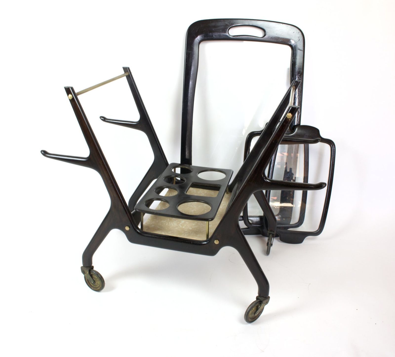 Rare 1950s Italian Bar Cart By Cesare Lacca photo for sale