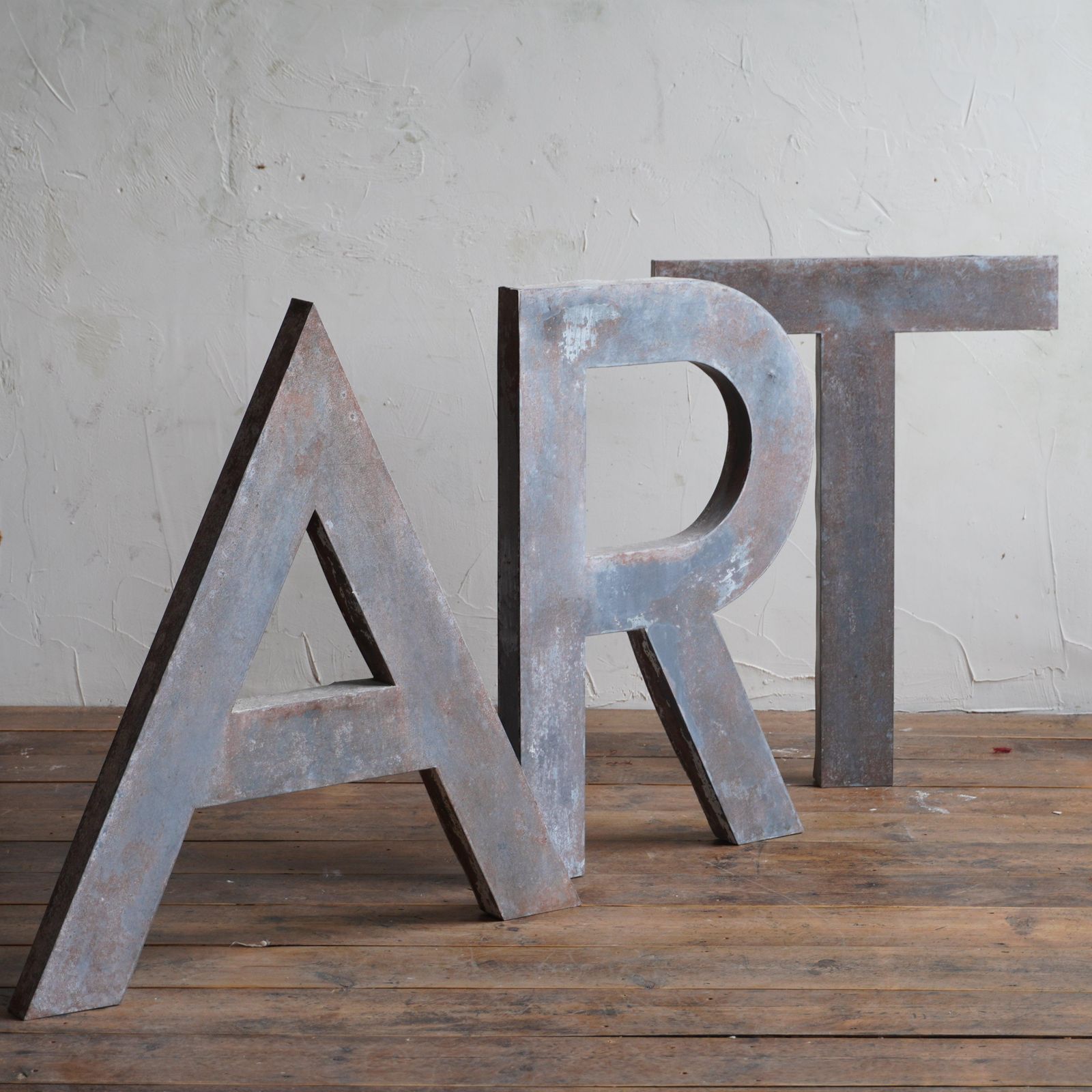 Distressed Metal Letters, Art, Mid 20th Century photo for sale