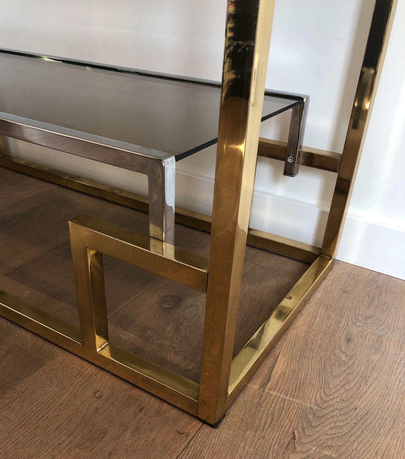 Furniture Shelf In Chrome And Golden Chrome In The Taste Of Willy Rizzo photo