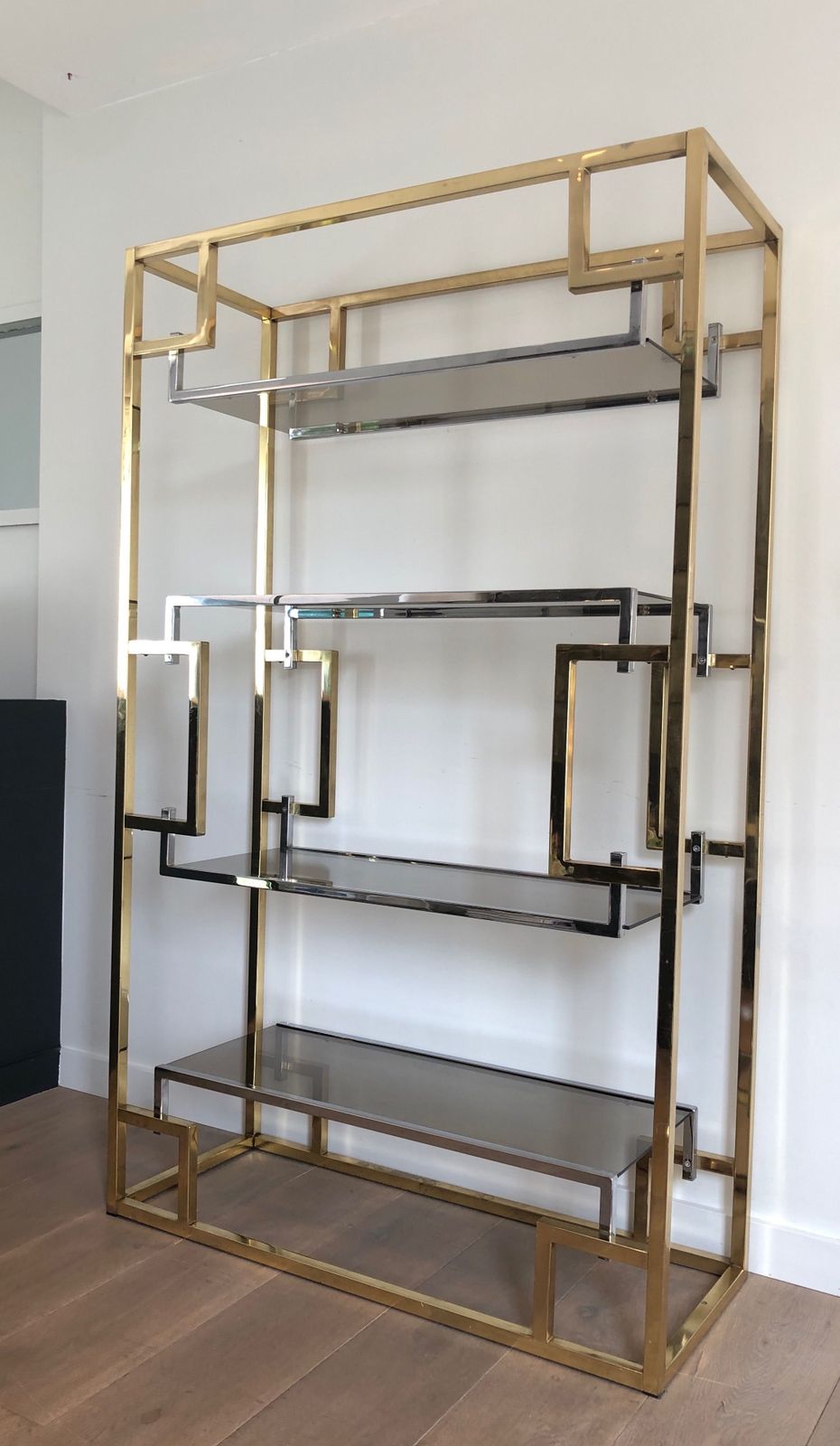 2450.0 Shelf In Chrome And Golden Chrome In The Taste Of Willy Rizzo photo