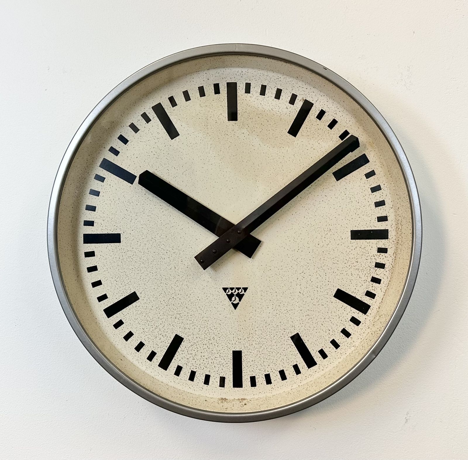 Large Grey Industrial Wall Clock From Pragotron, 1960s photo furniture