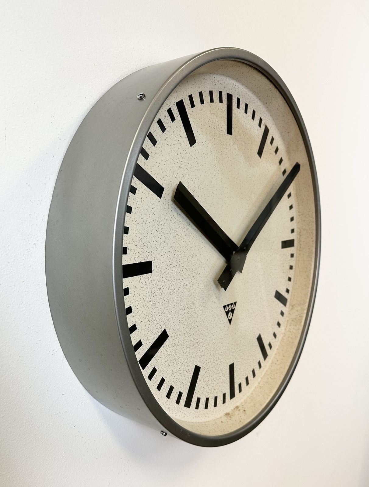 Large Grey Industrial Wall Clock From Pragotron, 1960s photo 299.0