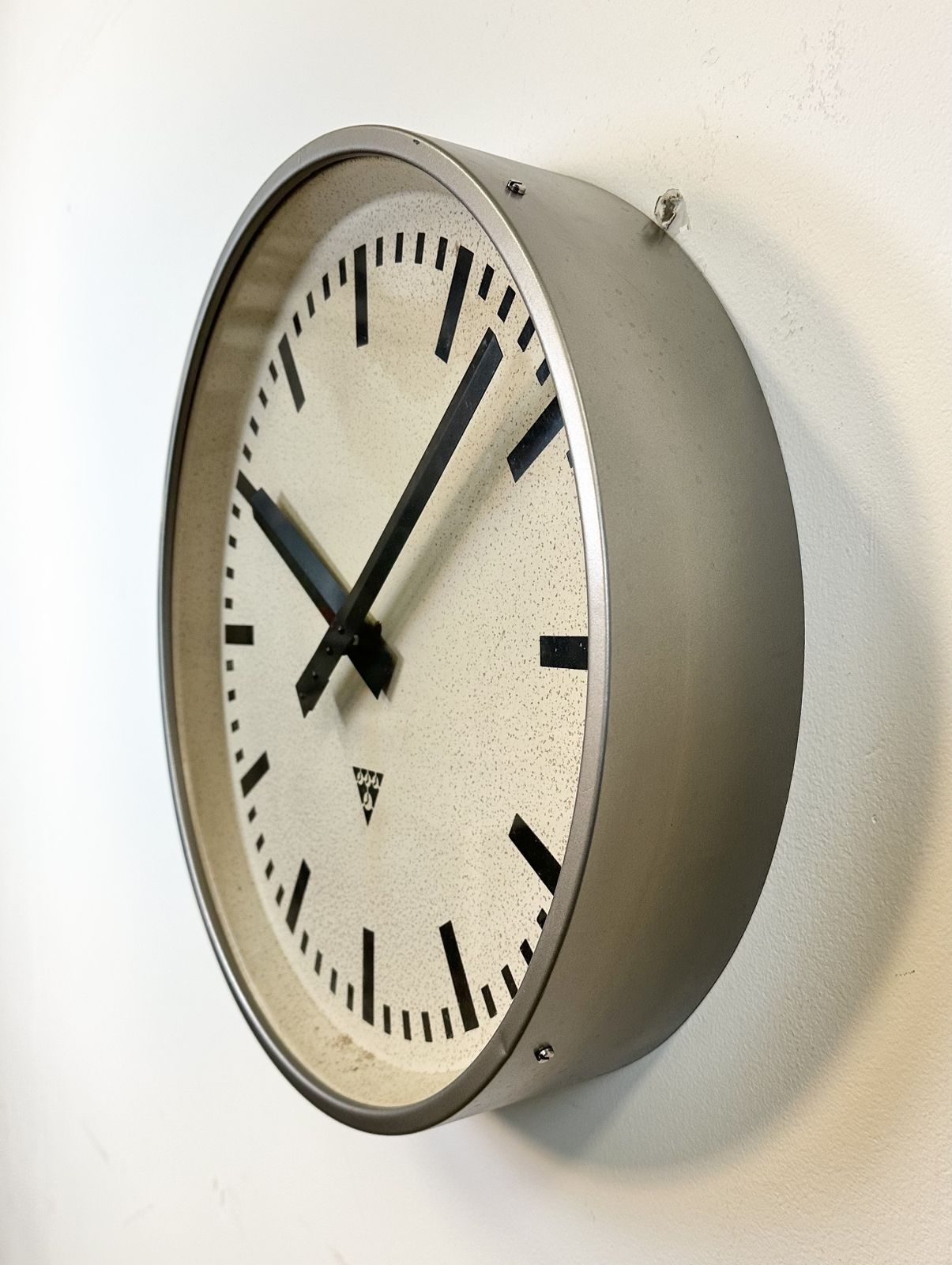 299.0 Large Grey Industrial Wall Clock From Pragotron, 1960s photo