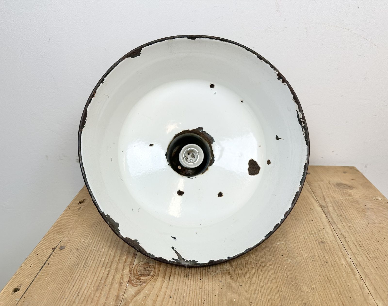 Industrial Blue Enamel Factory Lamp With Cast Iron Top, 1960s photo 179.0