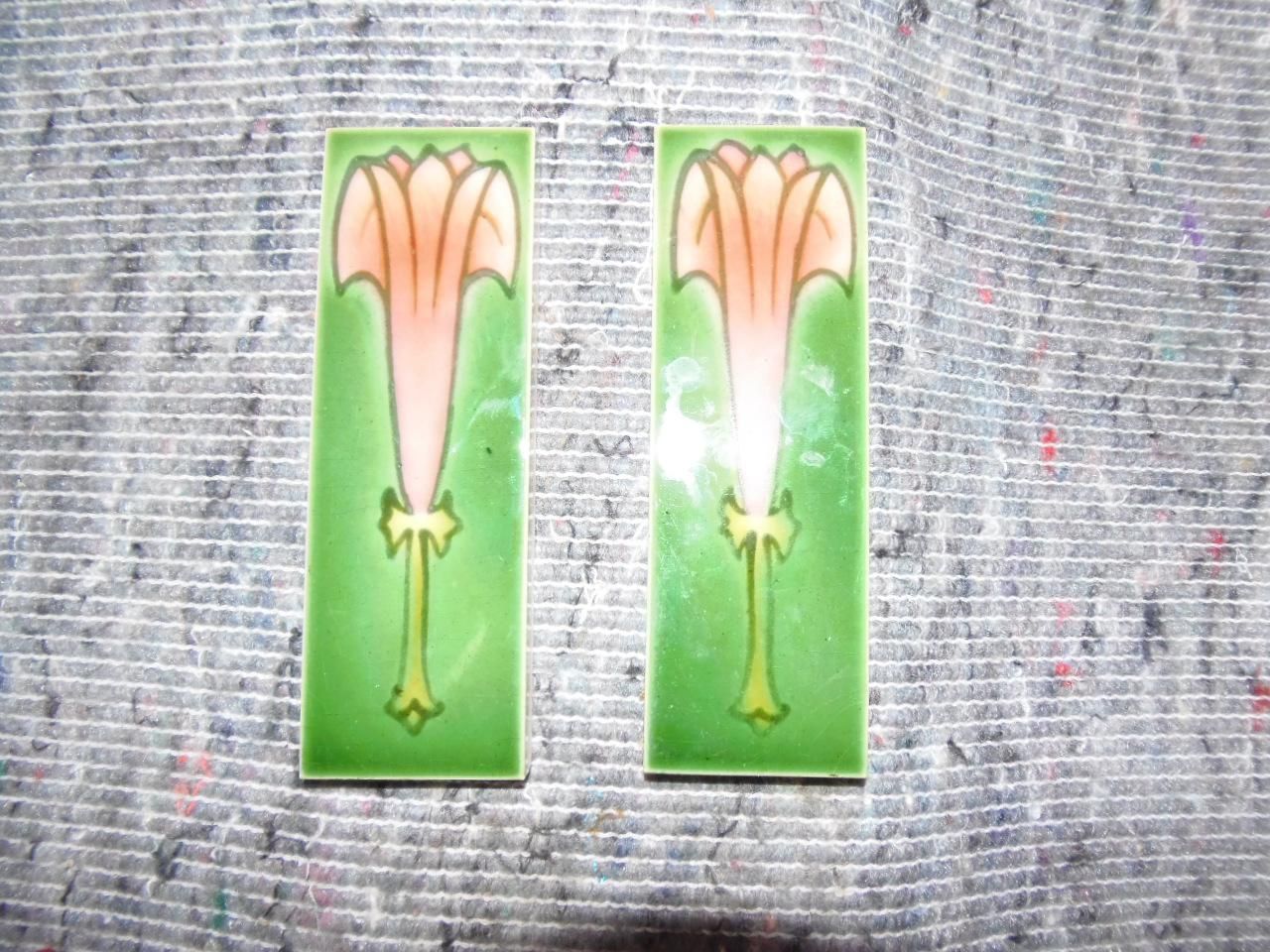 Pair Of Arts & Crafts Tube Lined Tiles photo for sale