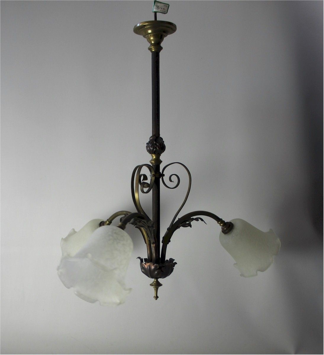 Three Branch Arts And Crafts Ceiling Light photo for sale