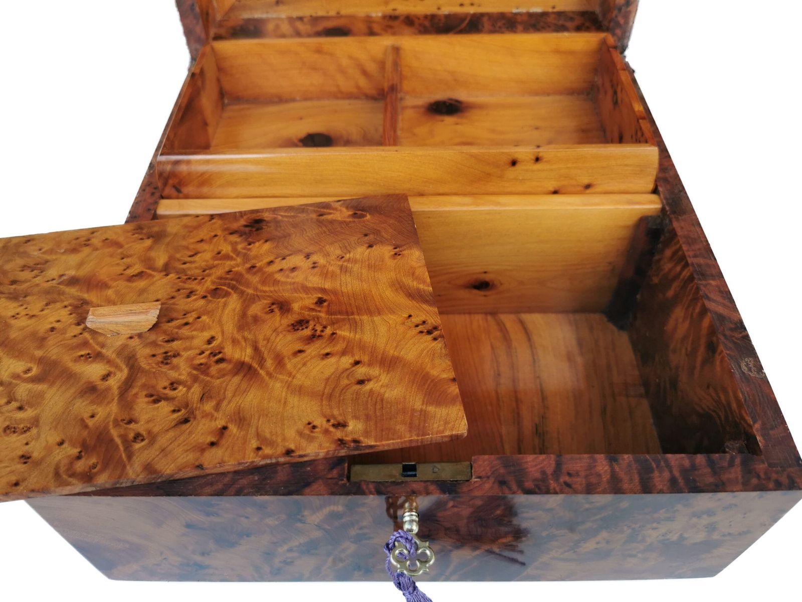 Handmade Inlaid Jewellery Box,Thuya Burr Inlaid With Lemon Wood, Ebony And Mother Of Pearl photo vinterior