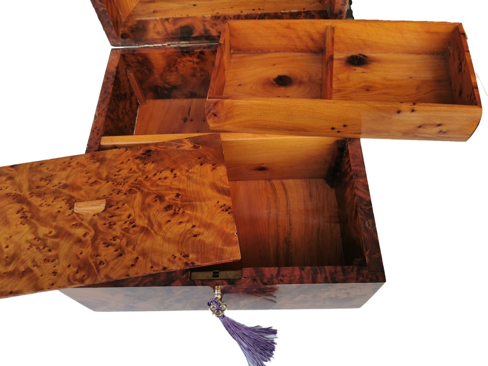 Handmade Inlaid Jewellery Box,Thuya Burr Inlaid With Lemon Wood, Ebony And Mother Of Pearl photo buy
