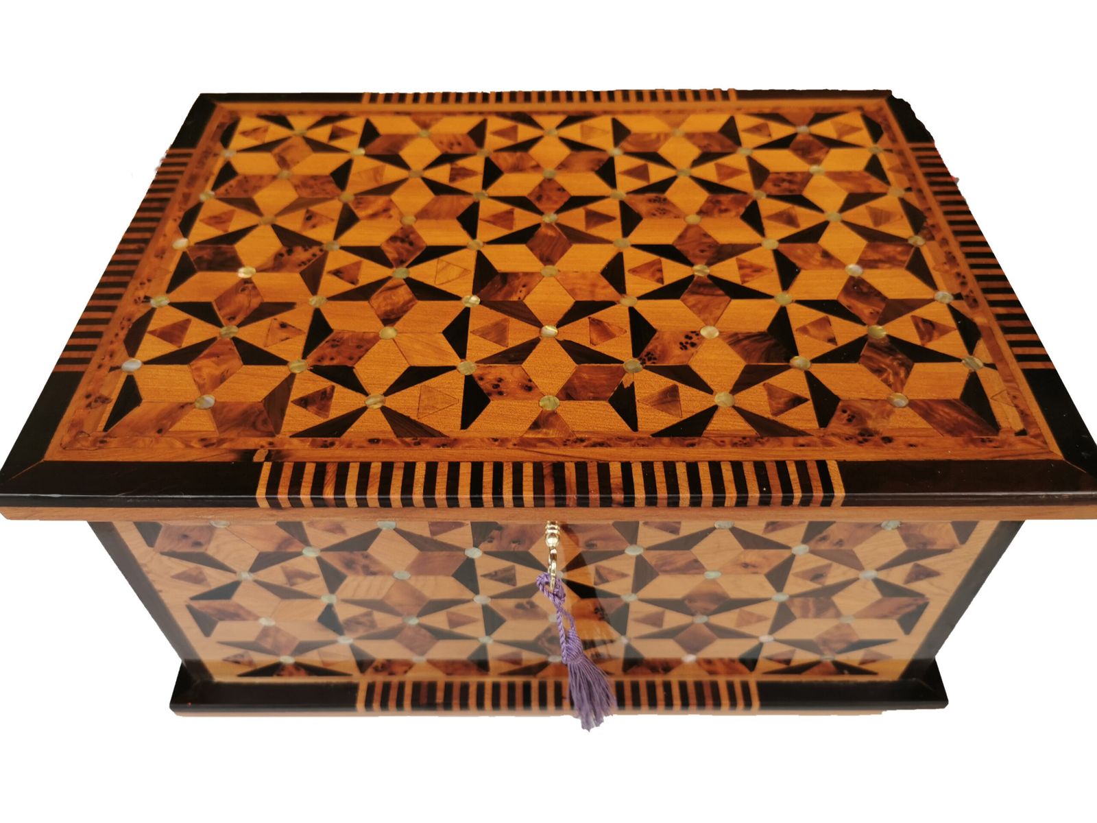 Luxurious Square Large Jewellery Box , Thuya Burl Inlaid With Mother Peart And Ebony photo furniture