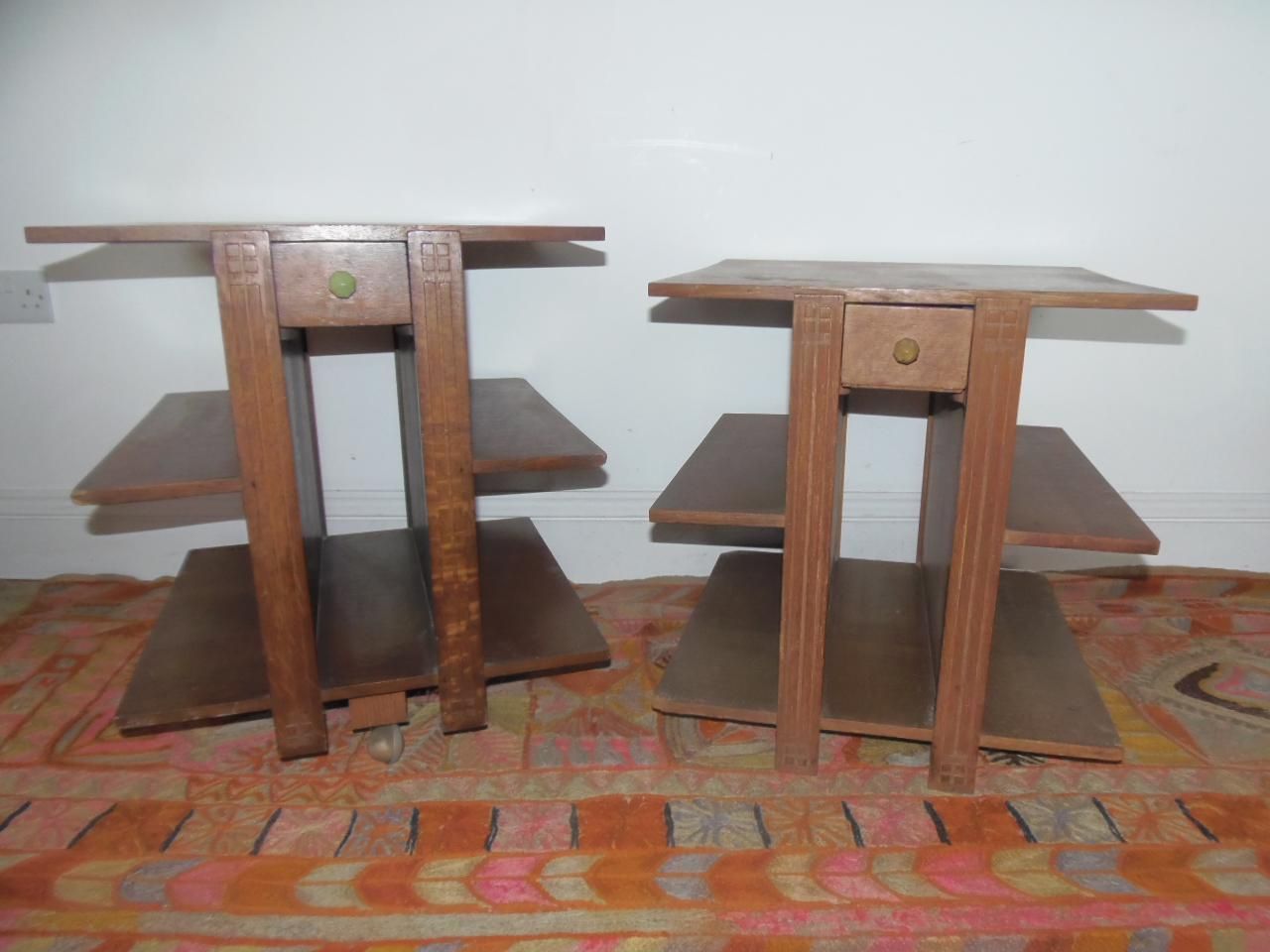 Furniture A Pair Of Heals Geometric Oak Tables, 1930s . photo