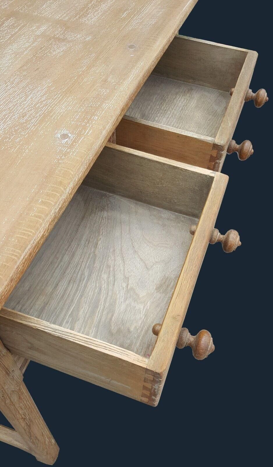 Limed Oak Cotswold School Two Drawers Hall Side Table photo vinterior