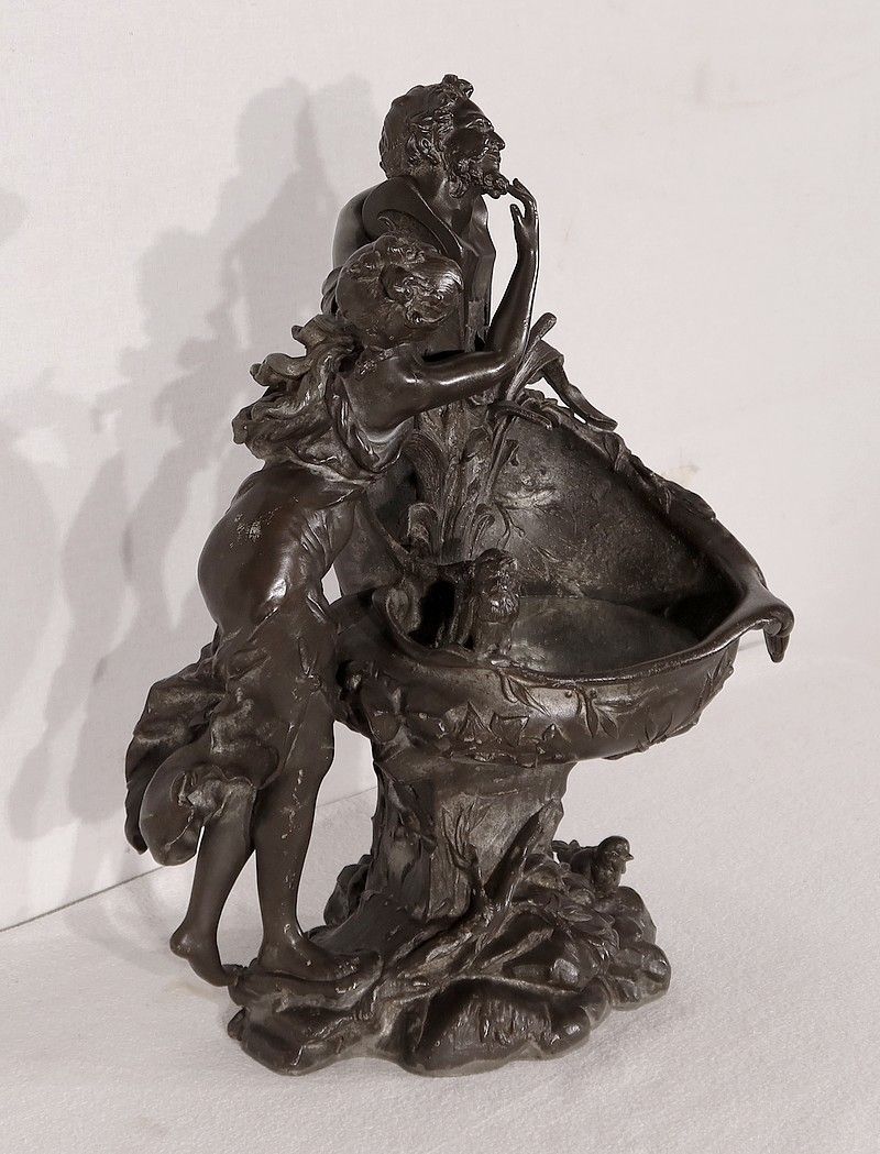 Pewter Sculpture "The Fountain", By G. Van De Voorde, Art Nouveau, 1900 photo furniture