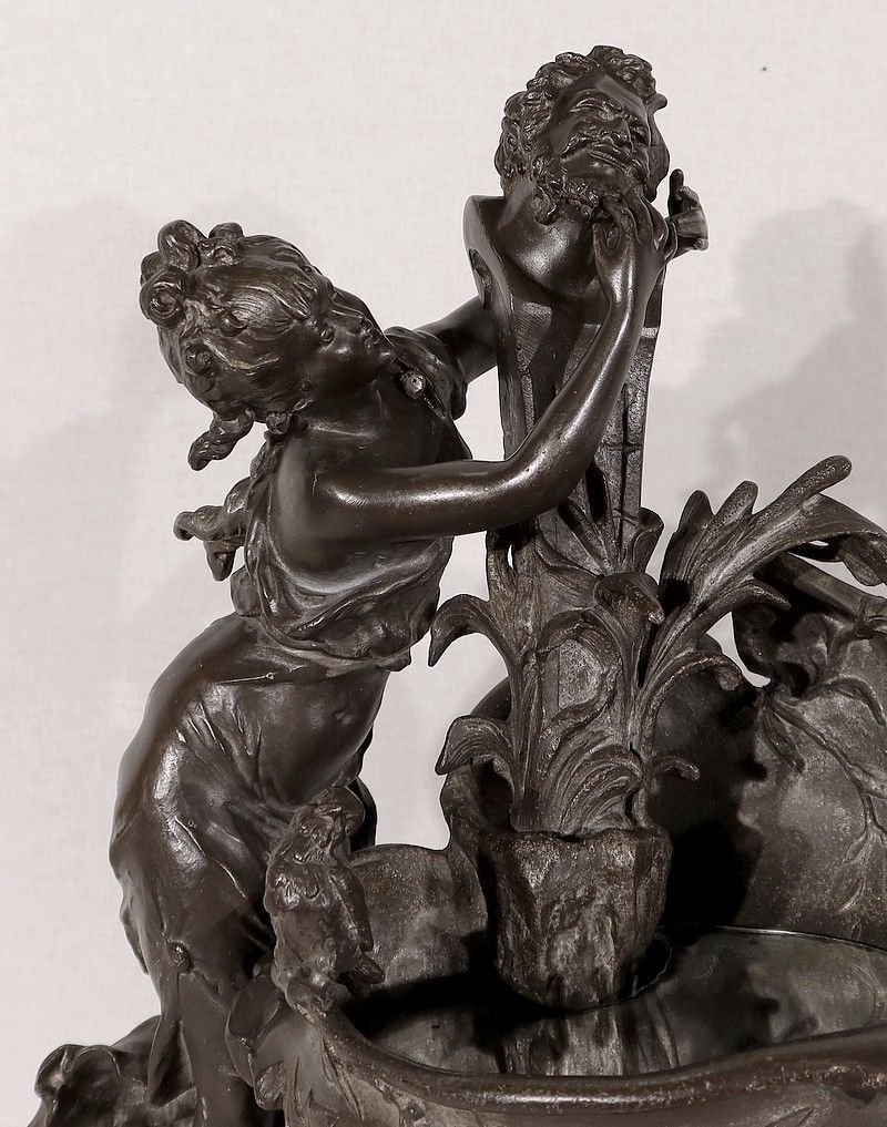 Pewter Sculpture "The Fountain", By G. Van De Voorde, Art Nouveau, 1900 photo buy