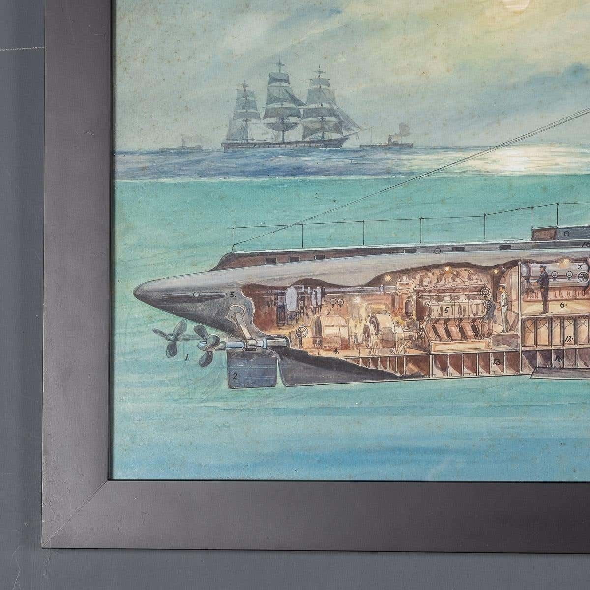 3395.0 Pair Of Warship Paintings By Charles De Lacy, British 1856 1929 photo