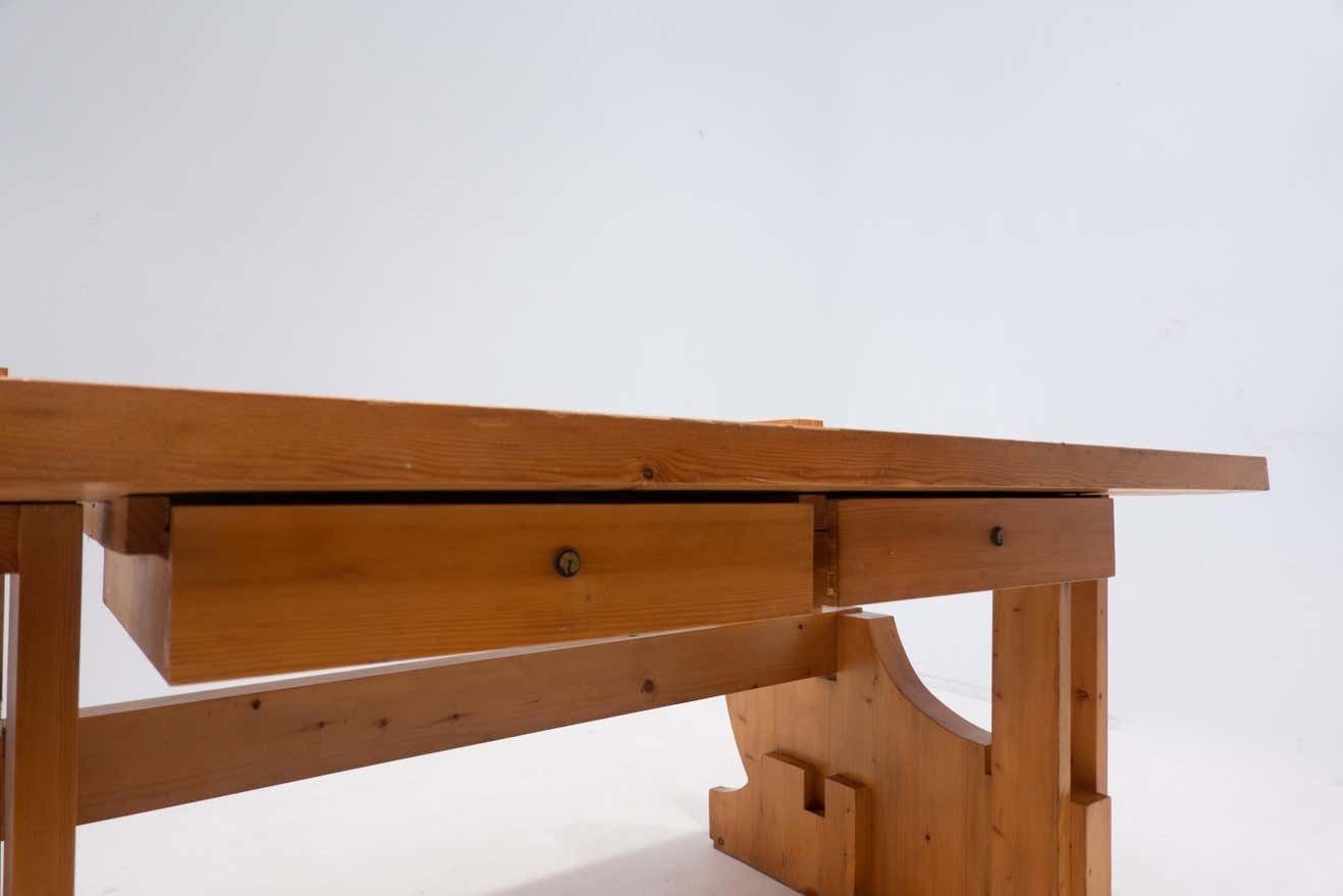 Mid Century Modern Desk With Drawers, Pine Wood, Italy, 1960s photo vinterior