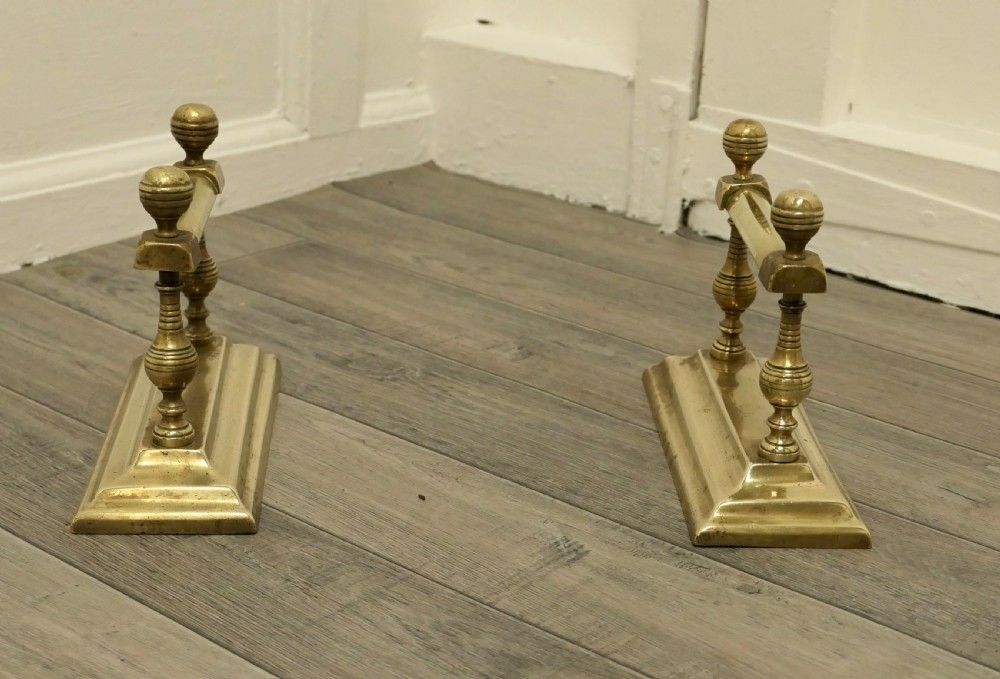 A Pair Of Victorian Brass Andirons Or Fire Dogs photo Home Fixtures