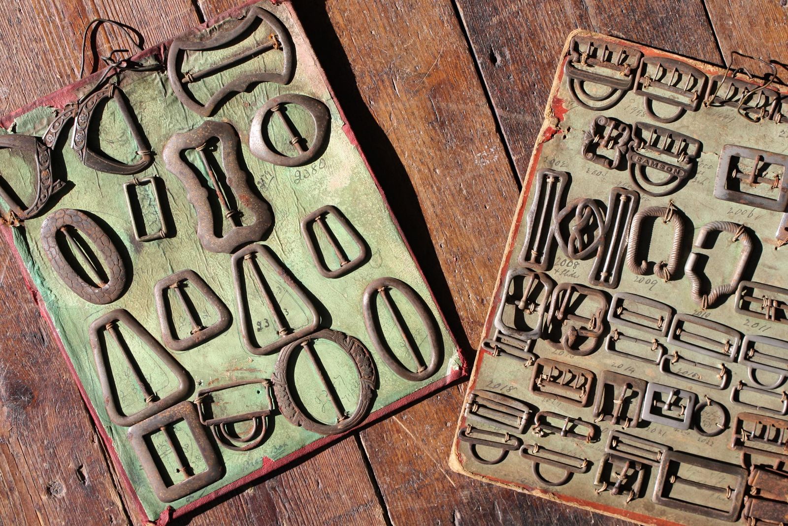 photo furniture Early 20th Century Tradesman Sample Buckle Boards Haberdashery Shop