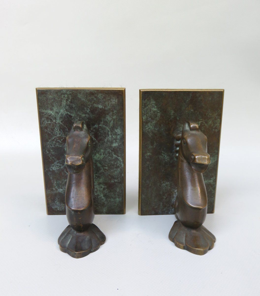 Sea Horse Bookends In Bronze, 1950s, Set Of 2 photo vinterior