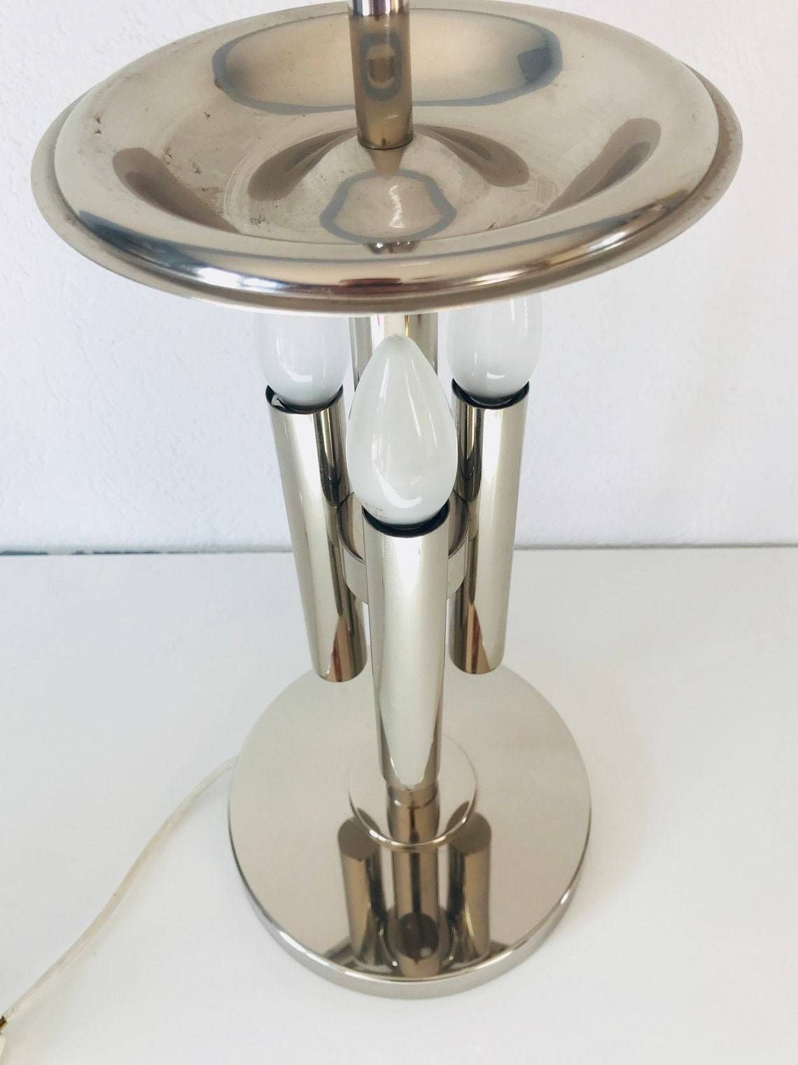 Sciolari Brilliant Table Lamp   Three Arms   Round Head   Metal Design   1970's photo 545.0