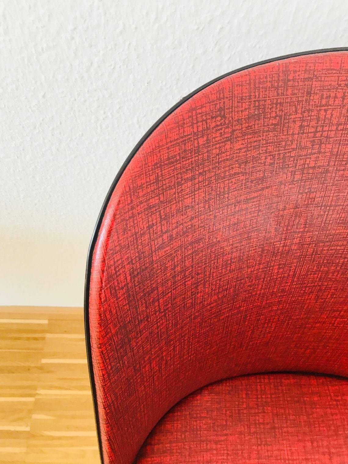 photo furniture Mid Century Modern Red Chair   Wooden Legs   Germany 1960s