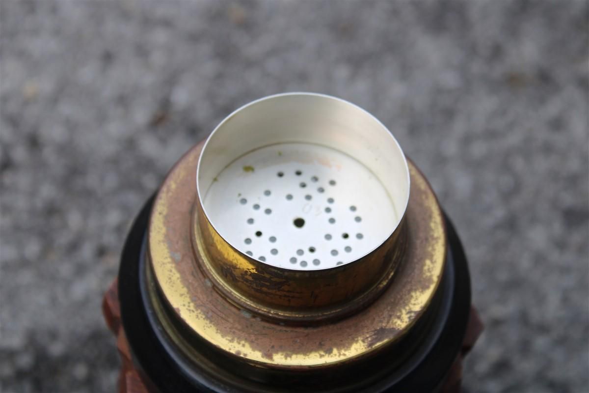 Round Minimal Shaker Mid Century Italian Design Gold Brass And Wood photo vinterior