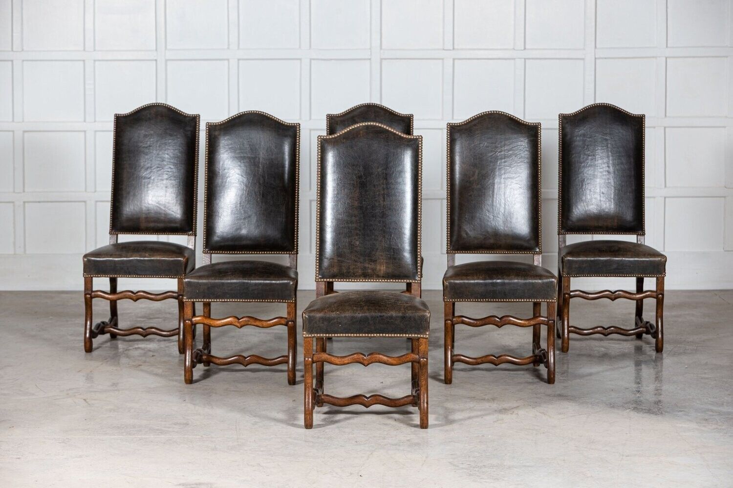 Set Of 6 French Louis XIV Style Oak Chairs