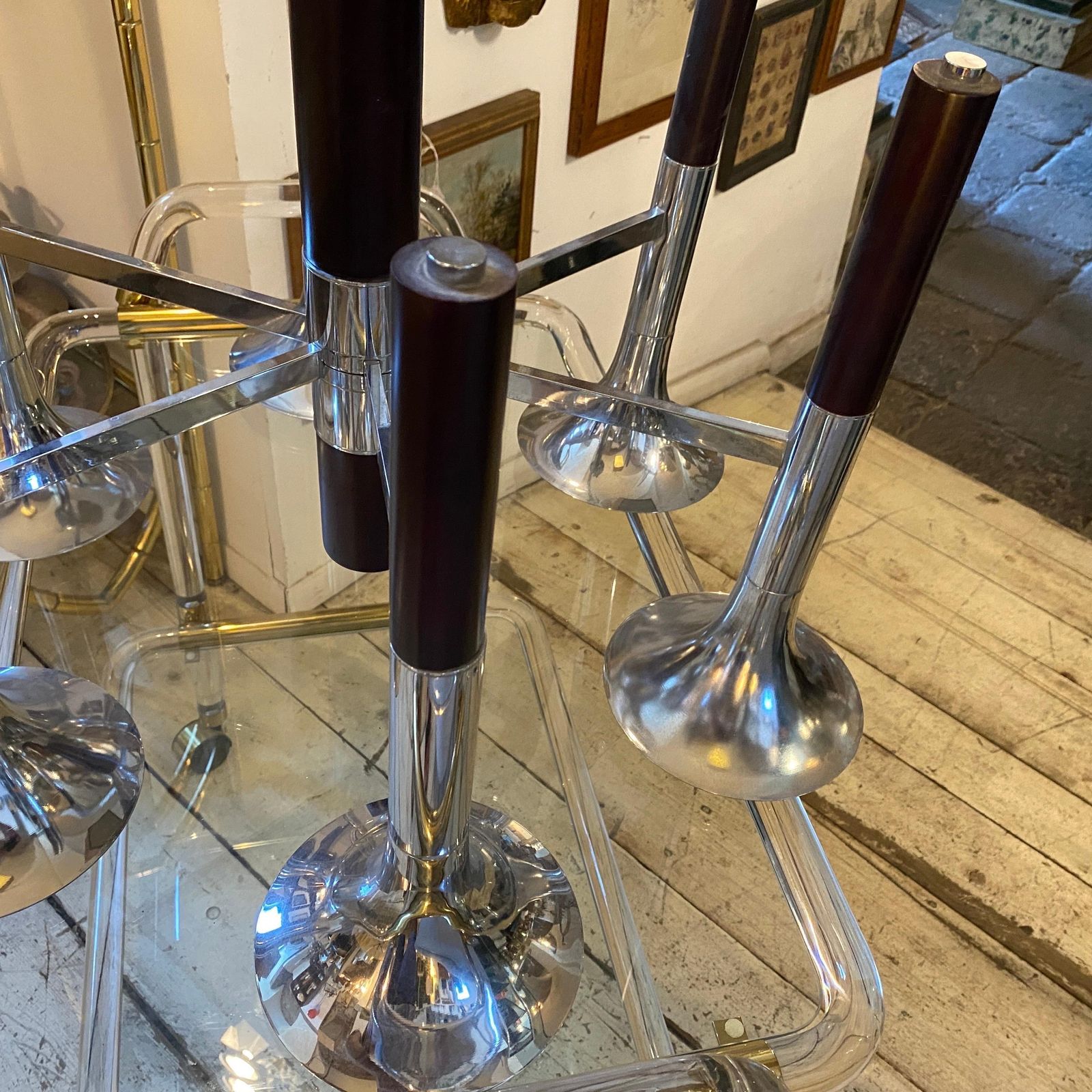 1970s Reggiani Style Space Age Italian Chandelier photo vinterior