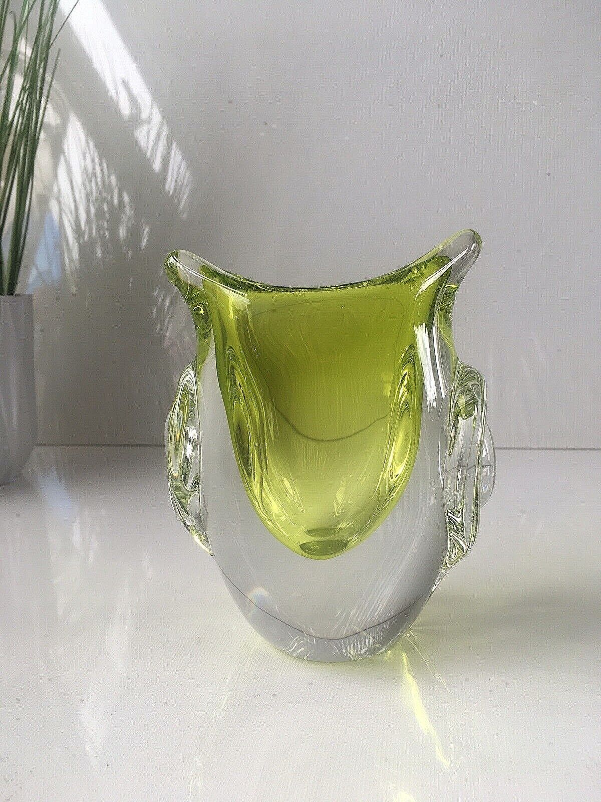 photo for sale Unusual Mid Century Lime Green Zelezny Brod Sklo Chribska Murano
