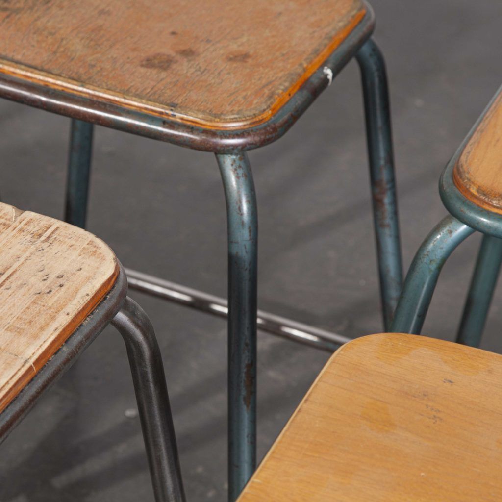 1950’s Vintage Mullca Industrial French Stacking High Stools – Set Of Eight photo furniture